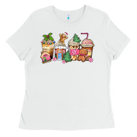 White pink gingerbread coffee cups Ladies Tee - Zillion Design Studio