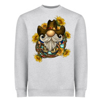Heather Grey cowboy gnome sunflower rope Heavyweight Sweatshirt - BarkalooDesign
