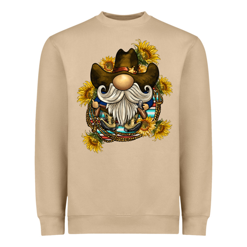 Cowboy Gnome Sunflower Rope Heavyweight Sweatshirt by BarkalooDesign | Teevron