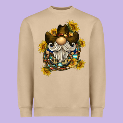 Cowboy Gnome Sunflower Rope Heavyweight Sweatshirt Designed By Barkaloodesign