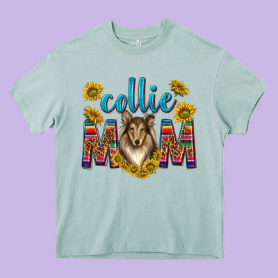 Western Collie Mom Heavy Core Tee Designed By Texasbilliewilder