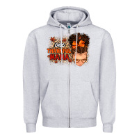 Heather Grey one thankful mama Zipper Hoodie - MaliasSmallBusiness