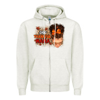 Oatmeal Heather one thankful mama Zipper Hoodie - MaliasSmallBusiness