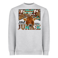 Heather Grey cow junkie Heavyweight Sweatshirt - NancyCooperArtShop