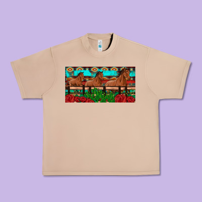 Horses Roses Ann Cactuses License Plate Urban Heavy Tee Designed By Artiststas