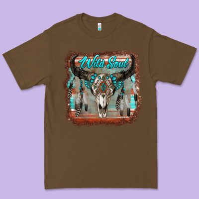 Wild Soul Boho Skull With Background Premium Tee Designed By Ranaportraitstore
