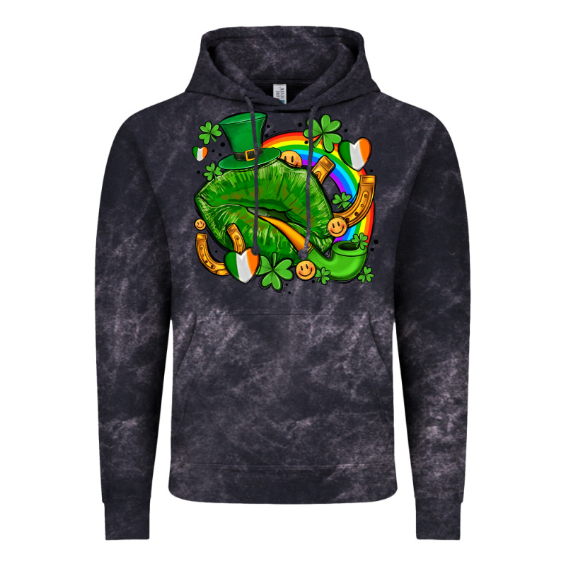 St Patricks Lips With Horseshoe Rainbow And Shamrocks Vintage Hoodie by AdoDesignShop | Teevron