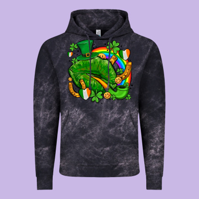 St Patricks Lips With Horseshoe Rainbow And Shamrocks Vintage Hoodie Designed By Adodesignshop