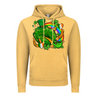 Vintage Mustard st patricks lips with horseshoe rainbow and shamrocks Vintage Hoodie - AdoDesignShop