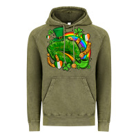 Vintage Olive st patricks lips with horseshoe rainbow and shamrocks Vintage Hoodie - AdoDesignShop