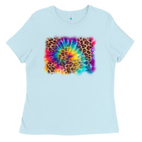 Baby Blue leopard tie dye background Ladies Tee - Zillion Design Studio