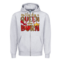 Heather Grey on this day a queen was born Zipper Hoodie - MaliasSmallBusiness