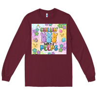 Burgundy chillin' with my peeps Long Sleeve Tee - MaliasSmallBusiness