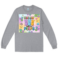 Heather Grey chillin' with my peeps Long Sleeve Tee - MaliasSmallBusiness