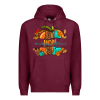 Burgundy thankful grateful blessed mom pumpkin Premium Hoodie - NancyCooperArtShop