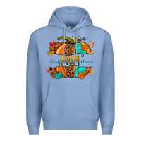 Colony Blue thankful grateful blessed mom pumpkin Premium Hoodie - NancyCooperArtShop