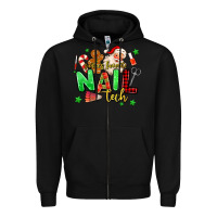 Black santas favorite nail tech Zipper Hoodie - MaliasSmallBusiness