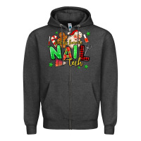 Charcoal Heather santas favorite nail tech Zipper Hoodie - MaliasSmallBusiness