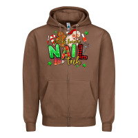 Chestnut santas favorite nail tech Zipper Hoodie - MaliasSmallBusiness