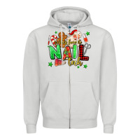 Dove Grey santas favorite nail tech Zipper Hoodie - MaliasSmallBusiness