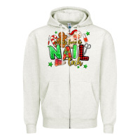 Oatmeal Heather santas favorite nail tech Zipper Hoodie - MaliasSmallBusiness