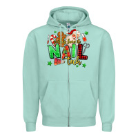 Seafoam santas favorite nail tech Zipper Hoodie - MaliasSmallBusiness