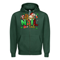 Sports Green santas favorite nail tech Zipper Hoodie - MaliasSmallBusiness