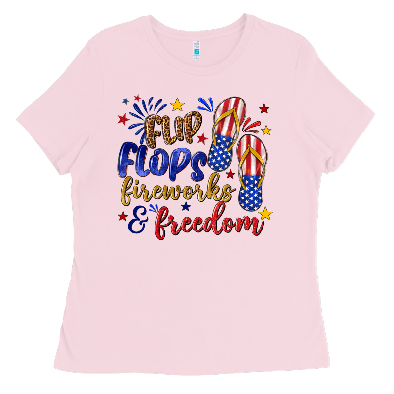 Flip Flops Fireworks And Freedom Ladies Tee by texasbilliewilder | Teevron