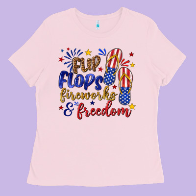 Flip Flops Fireworks And Freedom Ladies Tee Designed By Texasbilliewilder