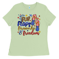 Matcha flip flops fireworks and freedom Ladies Tee - texasbilliewilder