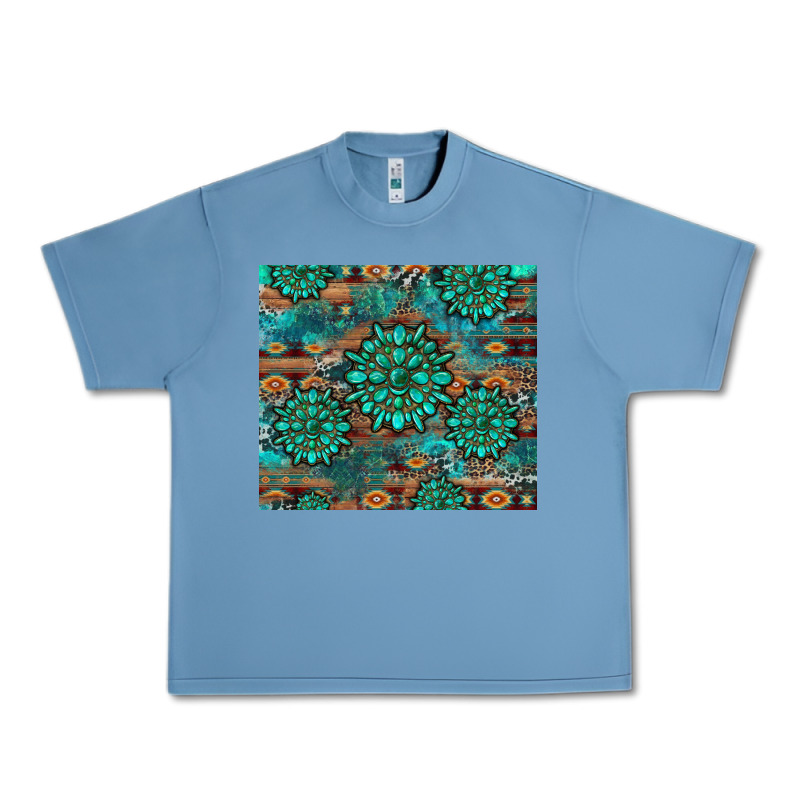 Gemstone Turquoises Aztec Leopard Cowhide Urban Heavy Tee by Artiststas | Teevron