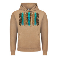 Vintage Coffee glitter turqoise leopard tooled leather background Vintage Hoodie - RanaPortraitStore