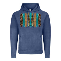 Vintage Denim glitter turqoise leopard tooled leather background Vintage Hoodie - RanaPortraitStore