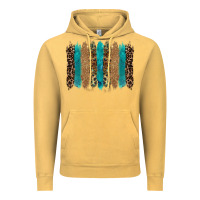 Vintage Mustard glitter turqoise leopard tooled leather background Vintage Hoodie - RanaPortraitStore