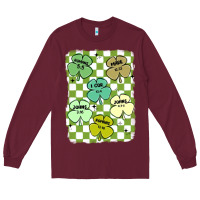 Burgundy shamrock religious Long Sleeve Tee - MaliasSmallBusiness