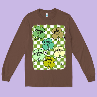 Shamrock Religious Long Sleeve Tee Designed By Maliassmallbusiness