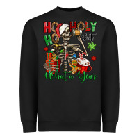 Black ho ho holy shit what a year christmas skeleton Heavyweight Sweatshirt - Jasminsmagicworld