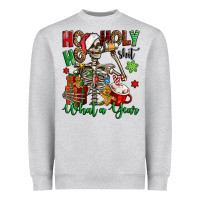 Heather Grey ho ho holy shit what a year christmas skeleton Heavyweight Sweatshirt - Jasminsmagicworld