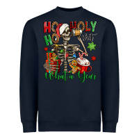 Navy ho ho holy shit what a year christmas skeleton Heavyweight Sweatshirt - Jasminsmagicworld