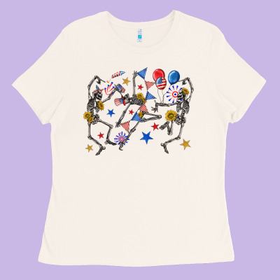 Fourth Of July Dancing Skeleton Ladies Tee Designed By Texasbilliewilder
