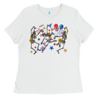 White fourth of july dancing skeleton Ladies Tee - texasbilliewilder