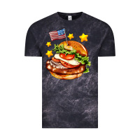 Cloud Black american flag and hamburger Vintage Tee - AdoDesignShop