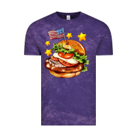 Cloud Purple american flag and hamburger Vintage Tee - AdoDesignShop