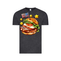 Vintage Black american flag and hamburger Vintage Tee - AdoDesignShop