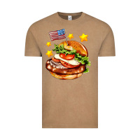 Vintage Coffee american flag and hamburger Vintage Tee - AdoDesignShop
