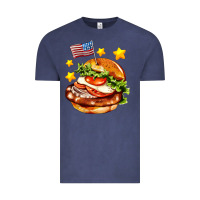 Vintage Denim american flag and hamburger Vintage Tee - AdoDesignShop