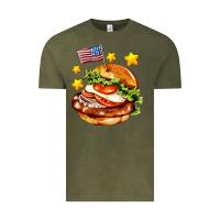 Vintage Olive american flag and hamburger Vintage Tee - AdoDesignShop