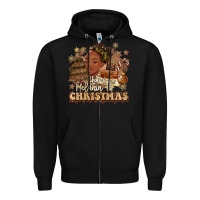 Black have a melanin christmas  black woman Zipper Hoodie - MaliasSmallBusiness