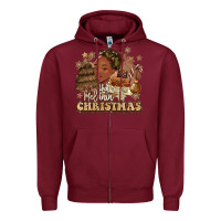 Burgundy have a melanin christmas  black woman Zipper Hoodie - MaliasSmallBusiness