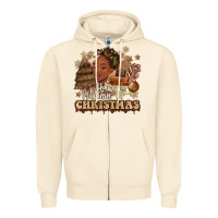 Sandshell have a melanin christmas  black woman Zipper Hoodie - MaliasSmallBusiness